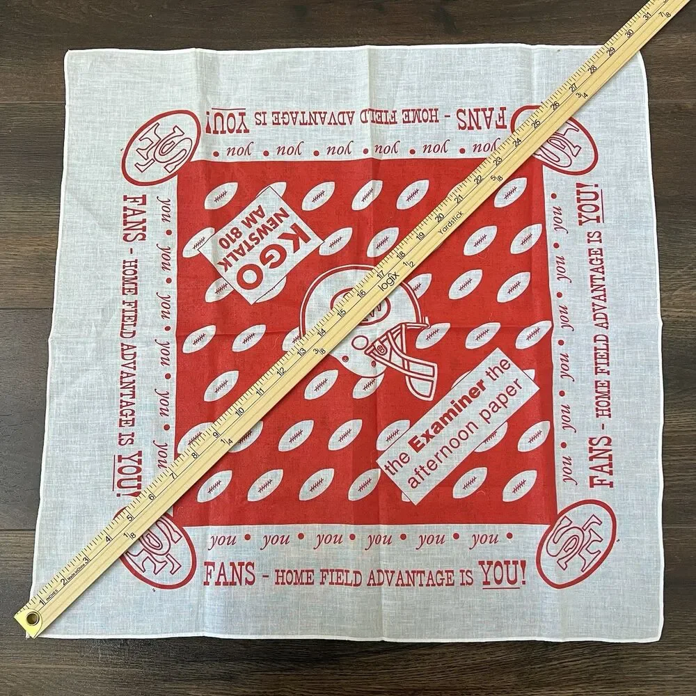 Vintage The Examiner KGO AM 810 San Francisco 49ers Fans Bandana Scarf New White
